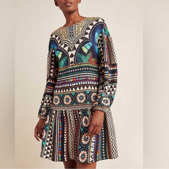 FARM Rio Dresses & Skirts - Farm Rio for Anthropologie Carlotta abstract patterned long-sleeve dress XS